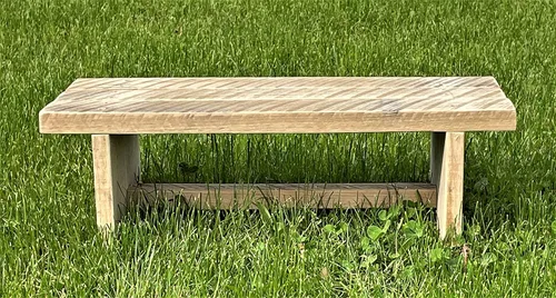 Vista 4 de Taburete clásico Amish de madera recuperada, reposapiés, plataforma para puerta de patio, interior y exterior. Natural, rústico, resistente