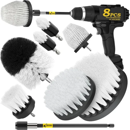 Vista 9 de Holikme - Juego de 8 cepillos para taladrar con extensión para limpieza del hogar Nylon Fibers, Power Scrubber Attachments for Tile, Tub, Shower