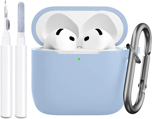 Vista 22 de Funda compatible con AirPods de 4ª generación, funda de silicona protectora suave con kit de limpieza, accesorios para Apple AirPods 4 Gen 2024, LED
