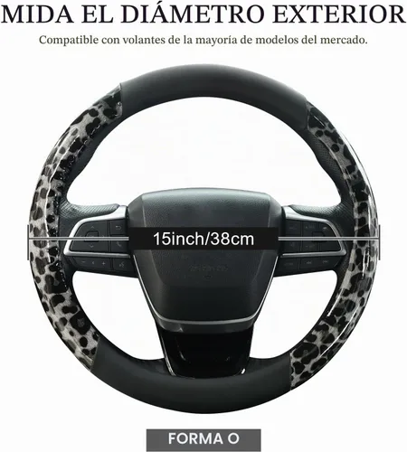 Vista 6 de KAFEEK Funda para volante de leopardo negro, 15 pulgadas