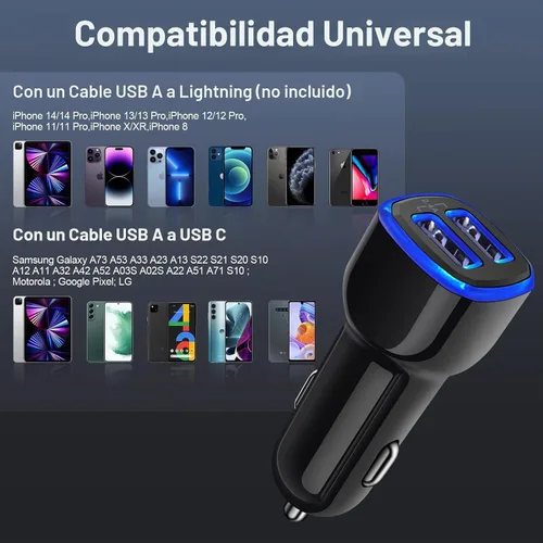 Vista 7 de Cargador de coche para teléfono Android, adaptador de carga rápida para Samsung Galaxy S25FE/S25 Ultra/A16 5G/A17/A56/A55/A54/A53/A15/A26/A36/S24
