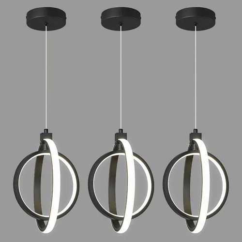Vista 24 de Lámpara LED moderna con anillo dorado, lámpara colgante de 4000 K, regulable en altura ajustable, iluminación colgante para comedor, cocina, isla