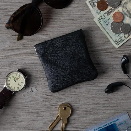 Vista 5 de Monedero clásico a presión, de cuero, para hombre de Nabobb, negro