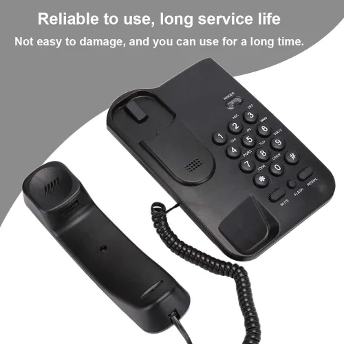 Vista 4 de Teléfono fijo, soporte de pared de escritorio con cable, teléfono de extensión inglés con silencio/una, función de redireccionamiento/flash