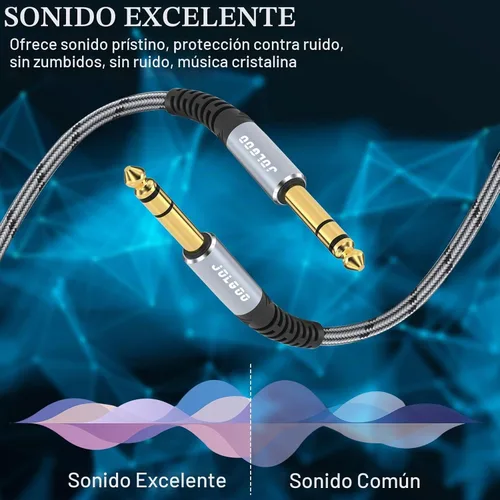 Vista 6 de JOLGOO Cable TRS de instrumento de 1/4 de pulgada de 3.3 pies, paquete de 2, cable de audio de un cuarto de pulgada, línea de interconexión Gris