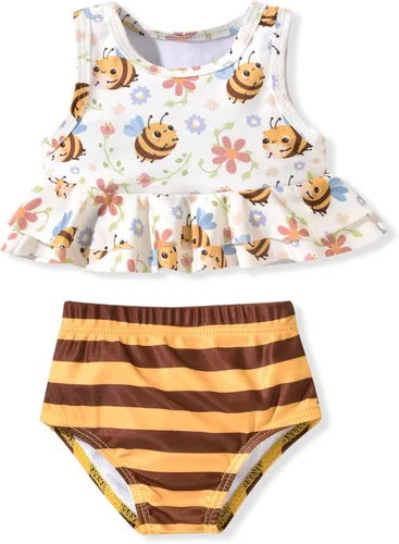 Vista 12 de Aalizzwell Traje de Baño para Niña Pequeña de Dos Piezas Traje de Baño Bikini para Playa Bandera americana B