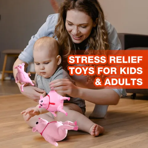 Vista 6 de Lindo Juguetes de Presión Cerdo para Niños y Adultos - Paquete de 2 Juguetes de Presión de Cerdo Sensoriales para Alivio del Estrés y Ansiedad