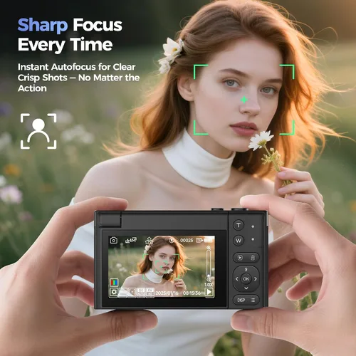Vista 6 de Cámara digital 4K: cámaras de 64MP para fotografía vlogging - Cámara fotográfica con zoom 16X Regalos para adolescentes de 8 9 10 11 12 13 14 15 16