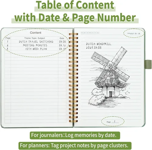 Vista 3 de YOXMJDB Cuaderno rayado en espiral, pequeño cuaderno de rayas universitarias A5 con soporte para bolígrafo, cuaderno de tapa dura de 140 páginas