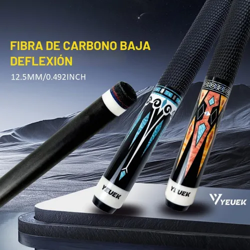 Vista 2 de Carbon Fiber Pool Cue Stick 11.5mm 12.5mm Low Deflection Pool Stick with Wood Butt Professional Cue Stick with Adjustable Extension
