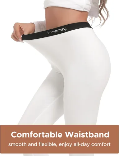 Vista 5 de INNERSY Conjunto de ropa interior térmica ligera para mujer, con forro polar, capa base para clima frío