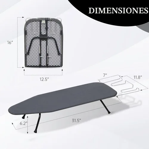 Vista 6 de ZOES HOMEWARE Tabla de Planchar de Panel de Malla Metálica para Encima de la Mesa Tabla de Planchar Plegable Tabla de Planchar Pequeña de Alta