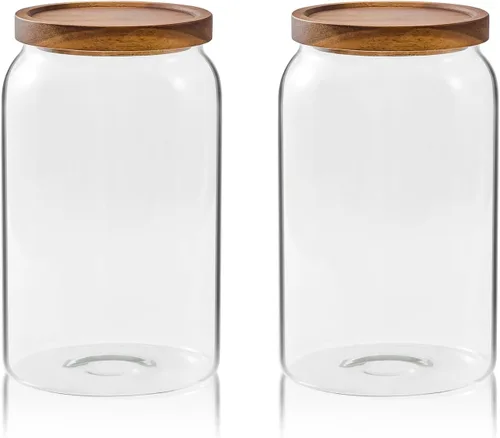 Vista 13 de Sweejar Tarros grandes de cristal para dulces con tapas de madera, tarro de vidrio de 1 galón con tapa, contenedores de almacenamiento