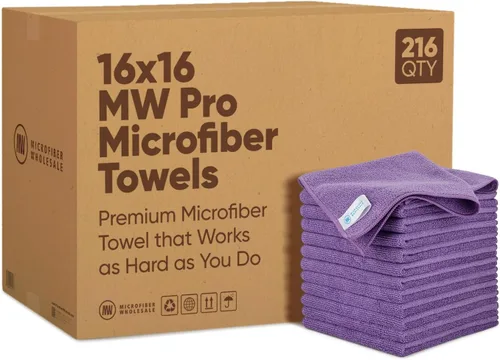 Vista 10 de Microfiber Wholesale Toallas de microfibra Pro Multi Surface de 16" x 16" a granel Caja: 216 Cantidad (negro)