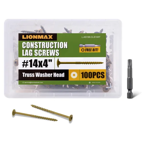 Vista 27 de LIONMAX Tornillos de retraso de 2-1/2 pulgadas, tornillo de madera estructural #14 x 2-1/2, 50 tornillos de construcción resistentes, resistentes a