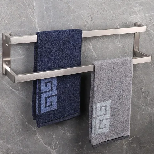 Vista 8 de NearMoon Toallero de baño, soporte para toallero, estante cuadrado, toalla colgante para baño, toallero grueso de acero inoxidable SUS304 montado