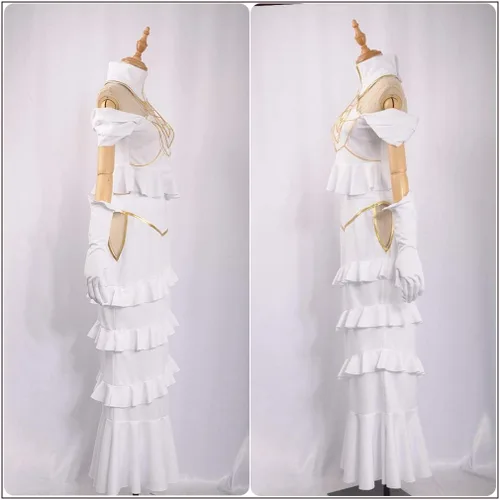 Vista 4 de Yejue Overlord Albedo - Disfraz de cosplay con capas ahuecadas, color blanco