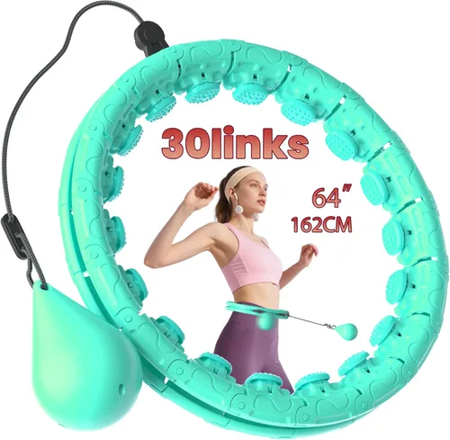 Vista 11 de Weighted Infinity Exercise Hoop - 64in 30 Links Smart Hoop for Adult Weight Loss, Plus Size Low-Impact Fitness Hoop for Beginners & Women
