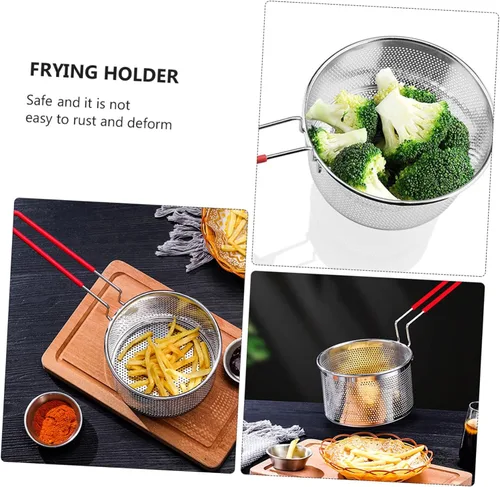 Vista 8 de KICHOUSE Cesta de espagueti 1pc 304 Colador Mango Largo Acero Inoxidable Línea Redonda Pasta Hervir Cesta
