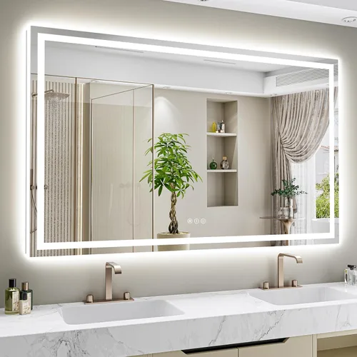 Vista 12 de Espejo de baño LED de 24x30 pulgadas con luces, espejo de tocador frontal y retroiluminado para pared de baño con 3 colores, regulable