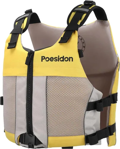 Vista 10 de Poseidon Chaleco salvavidas ajustable de seguridad acuática - Diseño clásico unisex con compartimentos de almacenamiento frontal/trasero
