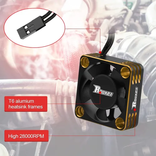 Vista 3 de Ventilador de enfriamiento del motor RC Disipador de calor del motor 28000RPM ESC Ventilador de enfriamiento para coche RC 1/8 1/10 1/12 escala 540