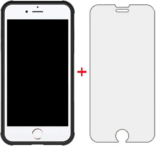 Vista 3 de Funda de teléfono para iPhone 7plus 8plus 7/8 Plus 5.5 con protector de pantalla de vidrio templado y soporte, accesorios híbridos duros