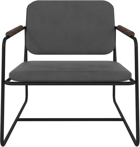 Vista 5 de Manhattan Comfort Whythe - Silla de piel sintética 2.0 con diseño de brazo de madera maciza, color negro