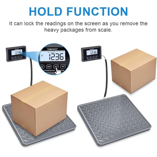 Vista 4 de THINKSCALE - Báscula de envío, báscula postal digital resistente de 440 lb x 1 oz Alloy Steel Platform with Hold, Tare & Backlit LCD, Package &