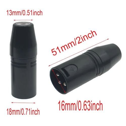 Vista 2 de 2 unids XLR a 0.138 in conector TRS estéreo micrófono adaptador TRS Mini-Jack hembra a 3-pin XLR macho convertidor de audio para videocámaras