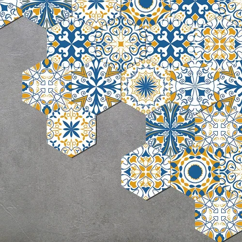 Vista 14 de Alwayspon 10 calcomanías hexagonales antideslizantes para el suelo, para decoración del hogar, despegar y pegar, autoadhesivas, para sala de estar