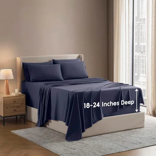 Vista 33 de Nestl - Juego de sábanas de bolsillo extraprofundo y de microfibra suave, 7 piezas, sábanas y fundas de almohada resistentes a la decoloración