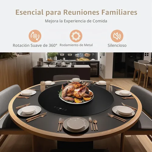 Vista 2 de Calentador eléctrico redondo de alimentos de 24 pulgadas, bandeja giratoria automática para mesa, 9 temperaturas ajustables para mantener la comida