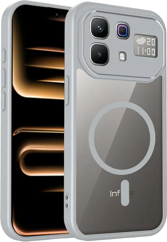 Vista 570 de Funda magnética transparente compatible con Xiaomi 17T, color negro 2 en 1 PC + TPU cubierta de teléfono a prueba de golpes, carcasa protectora