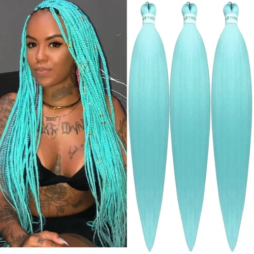 Vista 40 de Cabello trenzado para niños preestirado de 16 pulgadas, color negro para niños, trenzas sin nudos