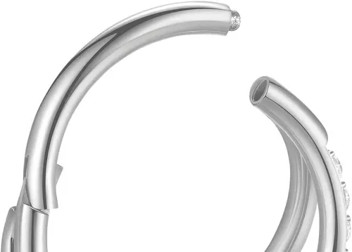 Vista 2 de Yaoyaoyors Piercing de acero inoxidable de 14G16G18G20G, aro individualdoble con bisagras, aretes de nariz para tabique, ópalo, joyería de caracola