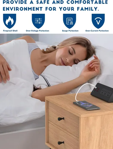 Vista 9 de Regleta de alimentación de abrazadera de escritorio 3 AC 4 USB PD 20W USB-C