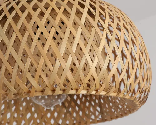 Vista 6 de Lámpara colgante de bambú con una sola luz, cesta bohemia ajustable, hecha a mano, tejida a mano, iluminación colgante para cocina, isla, fregadero