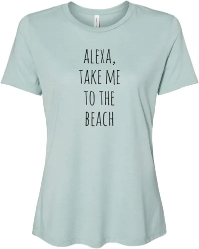 Vista 8 de Cute Women's Screen Printed Crew Neck Tee, Shirts With Sayings, Dusty Blue or Olive