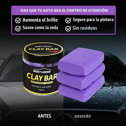 Vista 3 de Barra de arcilla, paquete de 3 unidades, 300g (3x100g) Barras de arcilla mágicas para detalles de automóviles, barras de limpieza automática