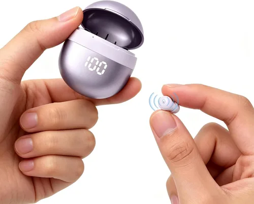 Vista 9 de Mini auriculares inalámbricos invisibles Bluetooth pequeños auriculares Beige