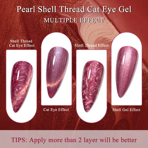 Vista 4 de MIZHSE Esmalte de gel con purpurina para ojos de gato, hilo de concha de sirena, gel de uñas de remojo UV para salón en casa, manicura de bricolaje