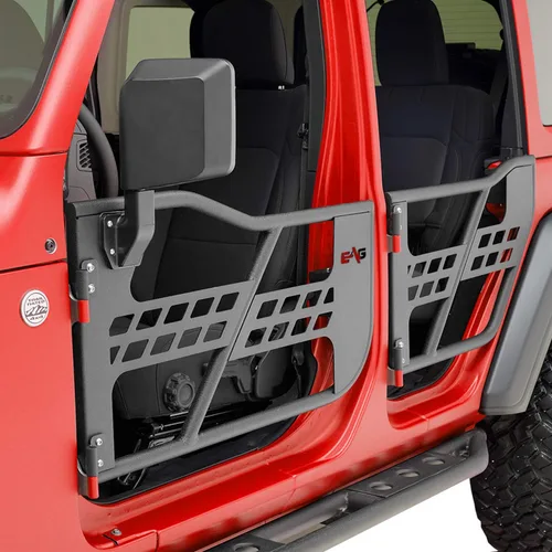 Vista 5 de EAG Puerta tubular Safari con espejo lateral para Wrangler JL 2018-2022 solo 4 puertas