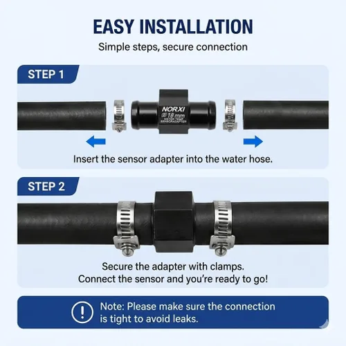 Vista 5 de Sensor de Temperatura del Agua Termómetro de Agua Adaptador de Sensor Termómetro de Agua Accesorio de Tubo Sensor Adaptador de Manguera