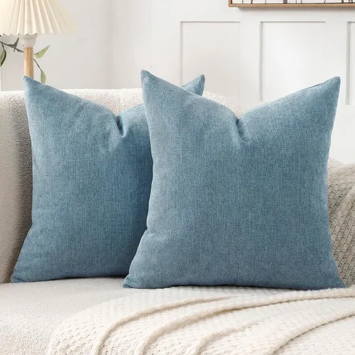 Vista 14 de Jepeak - Fundas de cojín de arpillera, paquete de 2 fundas de almohada cuadradas sólidas, gruesas y decorativas para el sofá o sillón, estilo casa