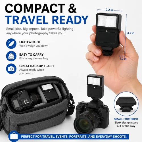 Vista 7 de Tronixpro Flash de cámara digital con soporte de zapata para cámaras y videocámaras Sony, Nikon, Canon, Pentax, Olympus y más