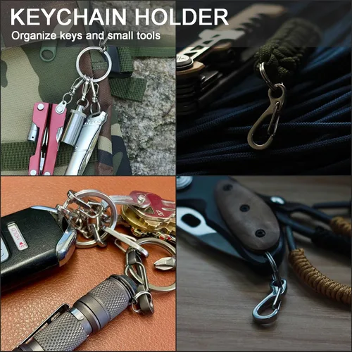 Vista 4 de Small Carabiner Clip Metal Spring Snap Hooks Mini Paracord Hanging Clips for Camera Strap, Flashlight, Key Chain