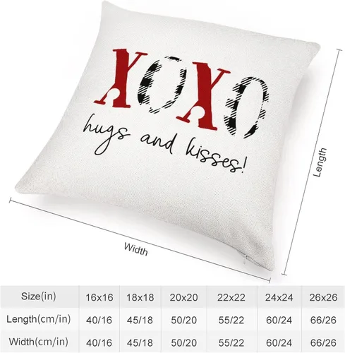 Vista 2 de Valentine's Day Heart XOXO Hugs and Kisses Decorative Throw Pillow Covers 20"x20" Farmhouse Square Accent Valentine Pillow Cushion Cover Case for