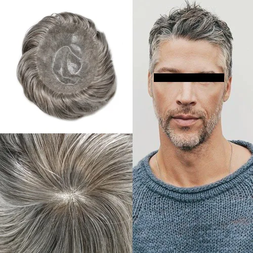 Vista 34 de Extensiones de pelo y tupés para hombre, sistema de cabello humano de poliéster completo para hombre, postizo de repuesto para hombre, protesis