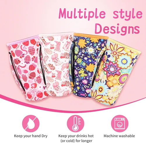 Vista 3 de Paquete de 2 fundas aislantes de neopreno reutilizables para botellas de agua con asa compatibles con botella mezcladora de 28 onzas, vaso de 20